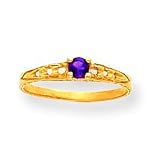 14k 3mm Amethyst BirthStone Baby Ring