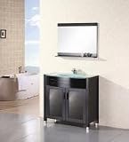 36 Inch Modern Single Sink Bathroom Vanity with Tempered Glass Counter Top