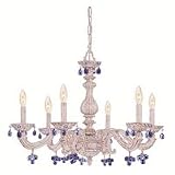 Crystorama 5226-AW-BLUE, Sutton Murano Crystal 1 Tier Chandelier Lighting, 6 Light, 360 Watts, White