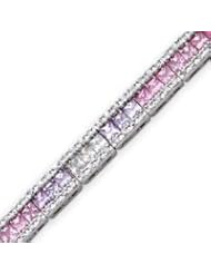 Sterling Silver 7 Inch Rainbow Color CZ Bracelet - 7 Inch