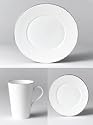 Gordon Ramsay Tableware by Royal Doulton, Boxed White Bone China with Platinum Rim Starter Set - 2 x Mug, 2 x 27cm Plate and 2 x 16.5cm Plate