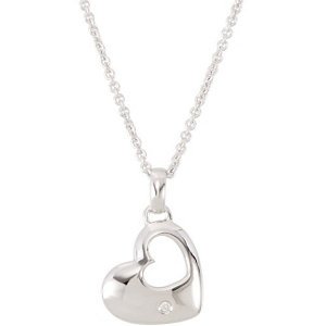 Genuine IceCarats Designer Jewelry Gift Sterling Silver .01 Ct Diamond Heart Nck. .01 Ct Tw Diamond Heart Necklace .01 Ct Diamond Heart Nck In Sterling Silver