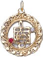 Music Note in Filigree Open Frame, 14K Gold Charm