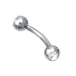Stainless Steel Eyebrow Ball with Clear CZ - 14g 3/78 4mm - Sold as a Pair
