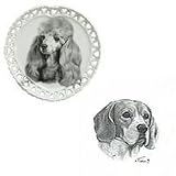 Beagle Heart Shaped Plate, Porcelain by Rosalinde (8' diameter)
