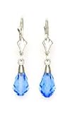 14k White 9x6 mm Briolette Light-Blue-Topaz Crystal Earrings