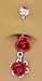 Red Ruby 2 Double Rose Flower Dangle Belly button title=