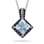 0.95 Ct Aquamarine & 0.18 Cts Black Diamond Pendant in 14K White Gold