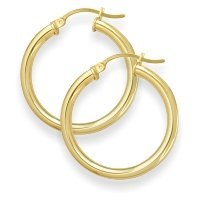 1 Inch Traditional Yellow Gold Hoop Earrings