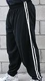 21ZY3RzpBKL. SL160  Baggy Gym Workout Pants Black w/ 2 White Side Stripes Reviews