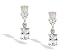 14K White Gold Genuine Oval White Topaz and Diamond Dangle Drop Earrings
