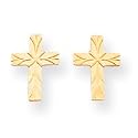 Sardelli - Polished 14kt Gold Fancy Etched Design Cross Post Earrings