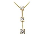 1.00CTW Classic Diamond Three Stone Pendant in 14K Yellow Gold