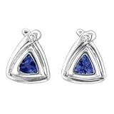 14k White Gold Tanzanite and Diamond Earrings .32 TCW