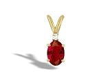14K Yellow Gold Genuine Oval Ruby and Diamond Pendant