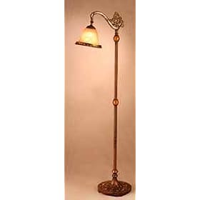 Antique Amber Blown Glass Lantern Floor Lamp