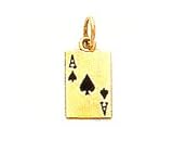 Charm - 14kt Gold Enameled Ace of Spades Card Charm