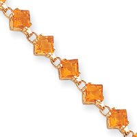 14k Diamond-Shaped Fancy Citrine Bracelet - 7.5 Inch - Lobster Claw by JewelryWeb