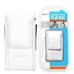 Val (White) Vertical Premium Leather Holster For Motorola V3 Razr Cellular Phone + 12V Rapid Car Charger By Pc Microstore