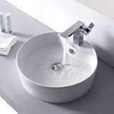 IMAGE OF KRAUS C-KCV-142-14601CH Round Ceramic Sink and Sonus Basin Faucet Chrome, White