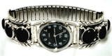 Beautifful Sterling Silver And Black Onyx Men's Watch And Watchband By Navajo Artist Beautifful Sterling Silver And Black Onyx Men's Watch And Watchband By Navajo Artist
