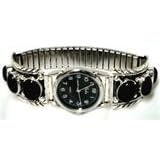 Beautifful Sterling Silver and Black Onyx Men's Watch and Watchband by Navajo Artist