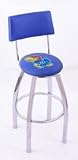 Kansas Jayhawks (L8C4) 25" Tall Logo Bar Stool by Holland Bar Stool Company (with Single Ring Swivel Chrome Solid Welded Base and Chair Seat Back)