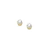 14K Yellow Gold 3 MM White Topaz Children's Earring Studs