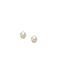 14K Yellow Gold 3 MM White Topaz Childrens Earring Studs