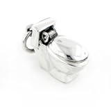 Unusual Sterling Silver 3D Moveable Toilet Bathroom Charm