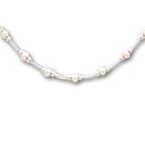 16in Rhodium-plated White Glass Pearl Necklace