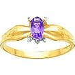 14K Gold 0.01 cttw Amethyst & Clear Diamond Birthstone Right Hand Ring