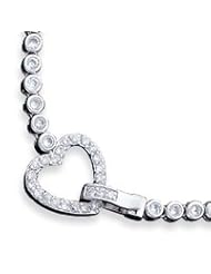 Sterling Silver CZ Heart Necklace QH1077-16"