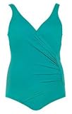 Shirred One Piece Plus Size Surplice Swimsuit by Jantzen - Women's Swimwear Plus Size Swimsuit