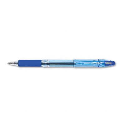 Zebra Jimnie Gel Stick Roller Ball Pen, Medium Point, 0.70 mm, Smoked Barrel, Blue Ink, 12-Count (44120)