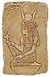 Kneeling Isis Holding Ankh Small Relief, Stone finish