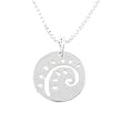 Small Round Cut Out Fern Leaf Pendant or Charm in Sterling Silver on a 16" Box Chain, #8016