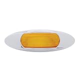 Amber 12 LED RV Truck Trailer Side Marker Clearance Light Chrome Visor Bezel 