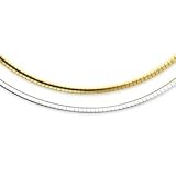 Silver 14k 3mm Reversible Adj-able Omega Necklace - 16 Inch - Omega Clasp - JewelryWeb