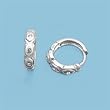 Huggie Earrings with Clear CZ - Sterling Silver - Size: 16 mm