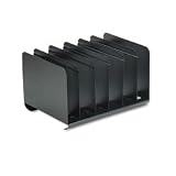 MMF Industries 26413BRBLA Adjustable steel book rack, 6 compartments, 15w x 11d x 8-7/8h, black