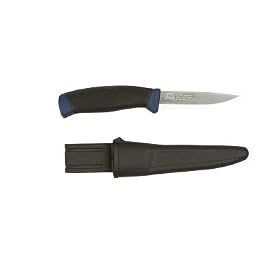 Mora Clipper 860MG Outdoor Bushcraft and Fishermans Stainless Steel Knife with Olive Green Tipped Black Handle with Olive Green Plastic Sheath