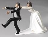 Comical Bride and Groom Ethnic Wedding Cake Topper 4 1/4in
