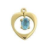Heart Charm with Aquamarine Birthstone