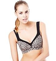 High Impact Leopard Print Underwired Push Up Sports A-DD Bra