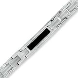 21Zg0Oi0GXL. SL160  Gordons Jewelers Mens 1/2 CT. T.W. Diamond and Black Carbon Bracelet in Stainless Steel