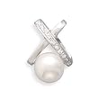 14k White Gold Diamond/Cultured Freshwater Pearl " X" Slide