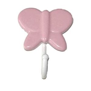 PINK Butterfly girl towel WALL HOOK coat KIDS decor New