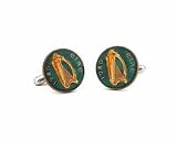 Hand Painted Irish Eire Coin Cuff Links - 1 Pair