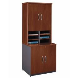 Storage Cabinet and Hutch Set - Series C Hansen Cherry Collection - Bush Office Furniture - WC24496A-97